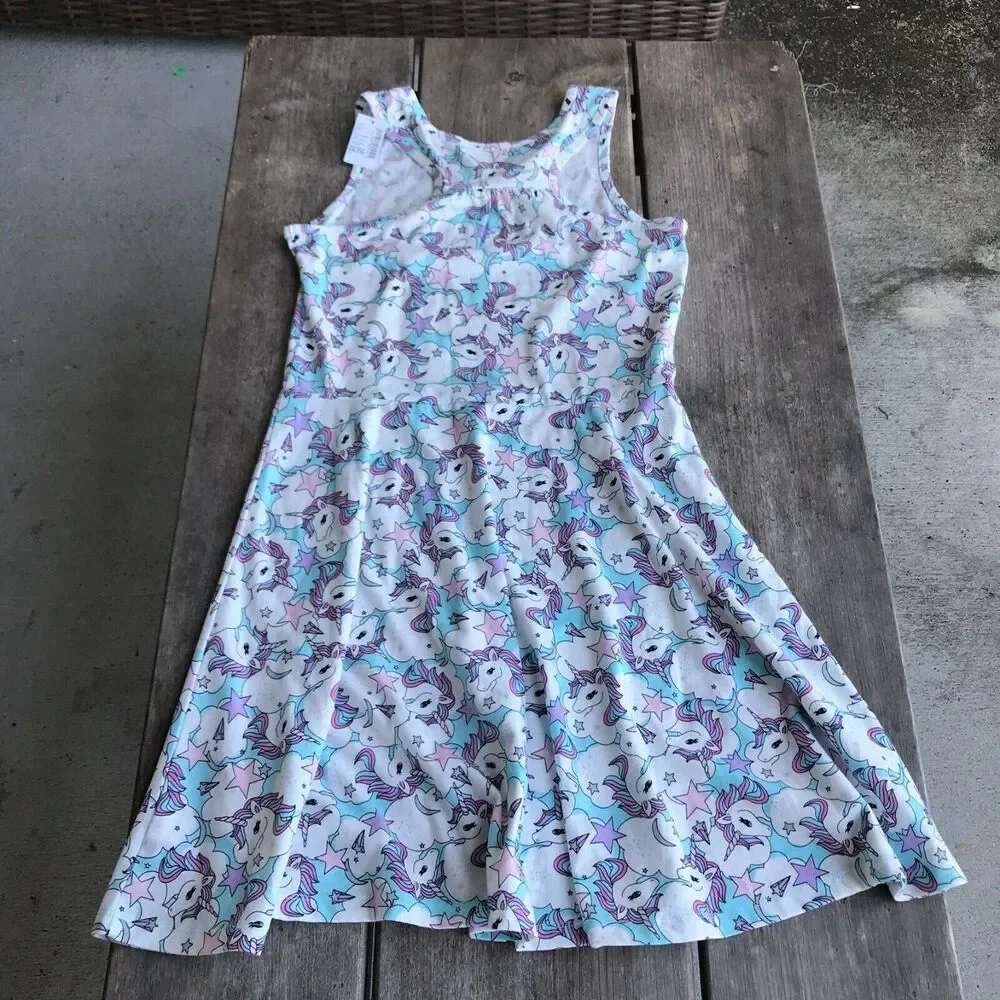 Children's Place Girls Dress Size XXL 16 Unicorn Tank‎ Fit and Flare NEW
